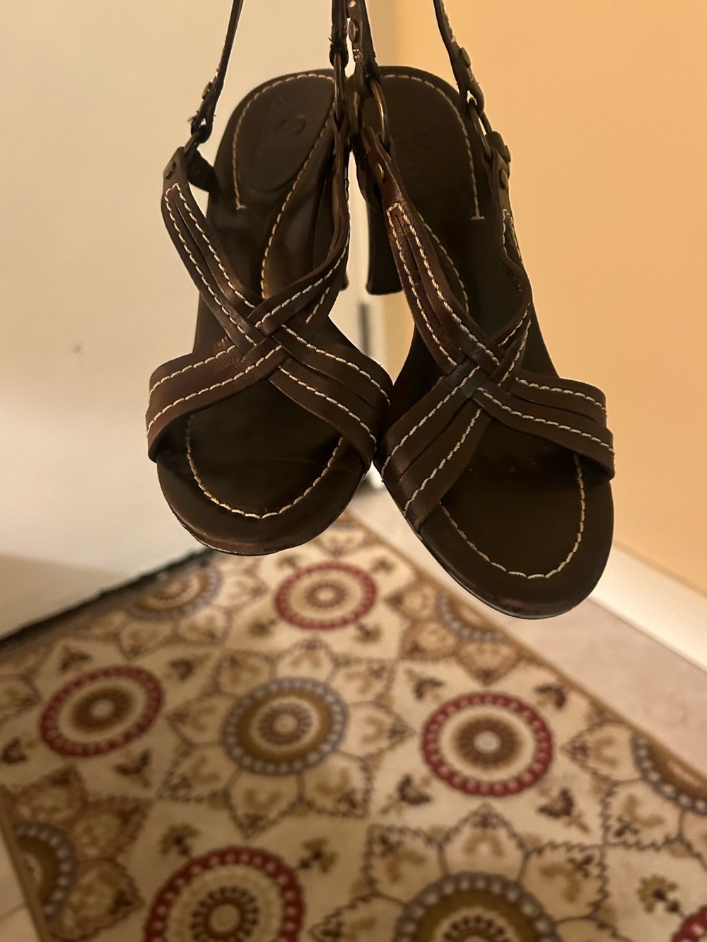 Cole Haan Brown Strappy Leather High-Heel Sandals